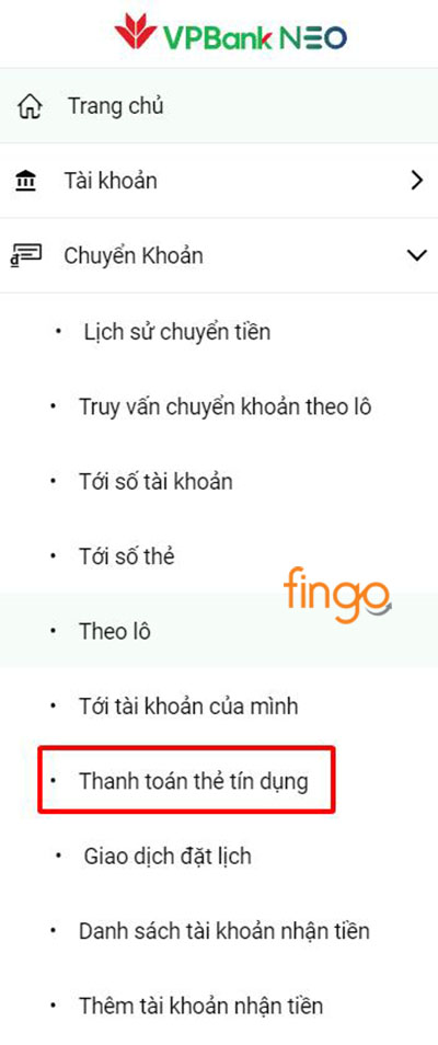 Chọn Thanh toán thẻ tín dụng
