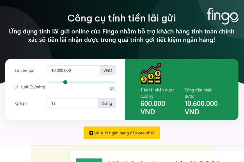 Nhập số tiền, lãi suất và thời gian gửi tiết kiệm