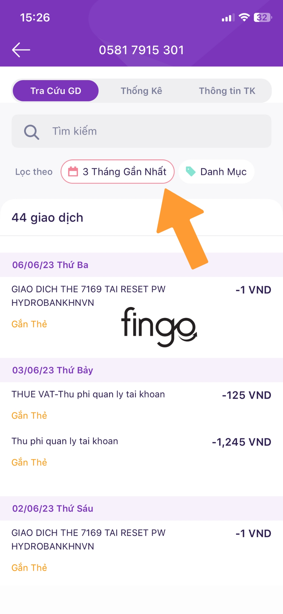 Tra cứu lịch sử giao dịch TPBank bước 2