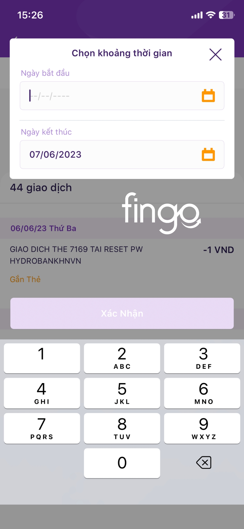 Tra cứu lịch sử giao dịch TPBank bước 4