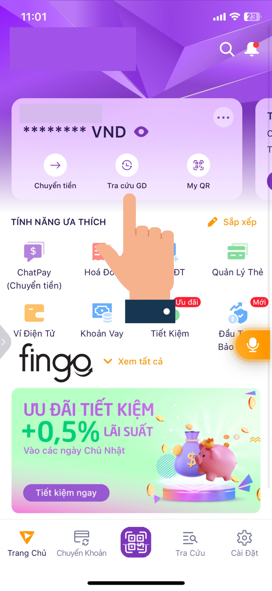 Tra cứu mã giao dịch TPBank bước 1