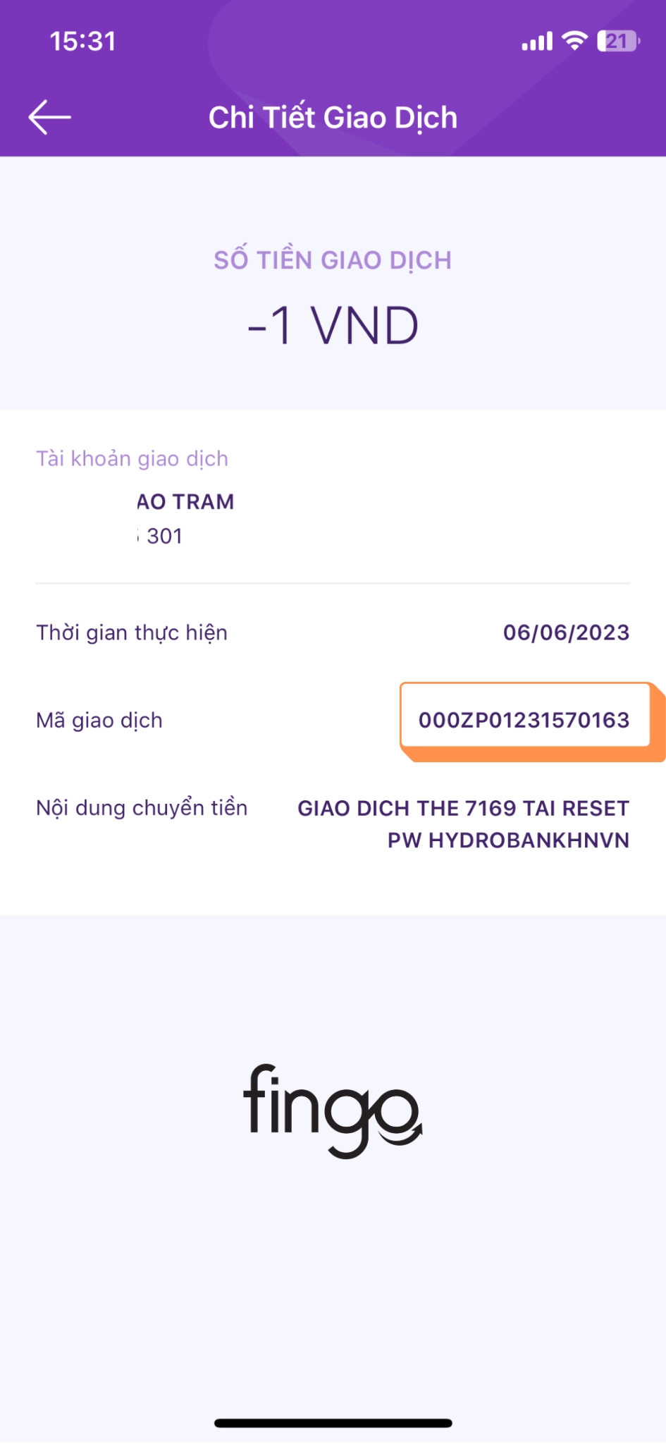 Tra cứu mã giao dịch TPBank bước 3