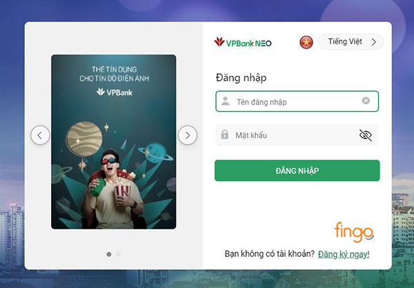 Đăng nhập vào Internet Banking của ngân hàng VPBank