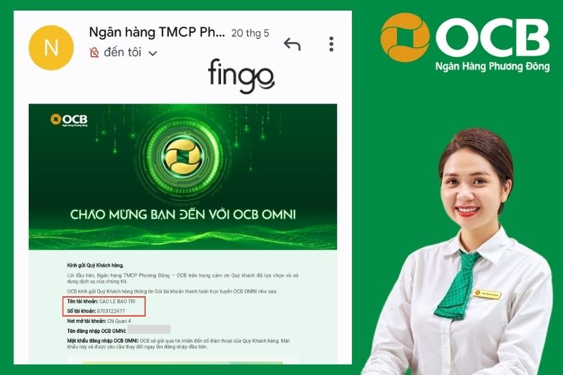 Tra cứu số tài khoản ngân hàng OCB qua email.