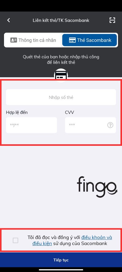 Bước 4: Nhập thông tin rồi nhấn "Tiếp tục".