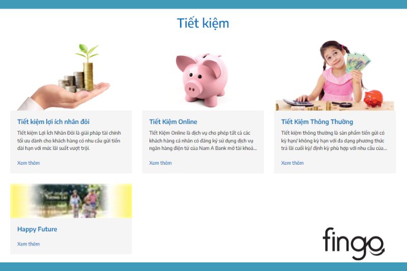 Tất cả sản phẩm tiết kiệm của Nam Á Bank.