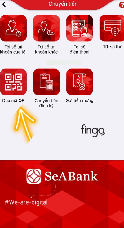 Chọn vào mục qua mã QR