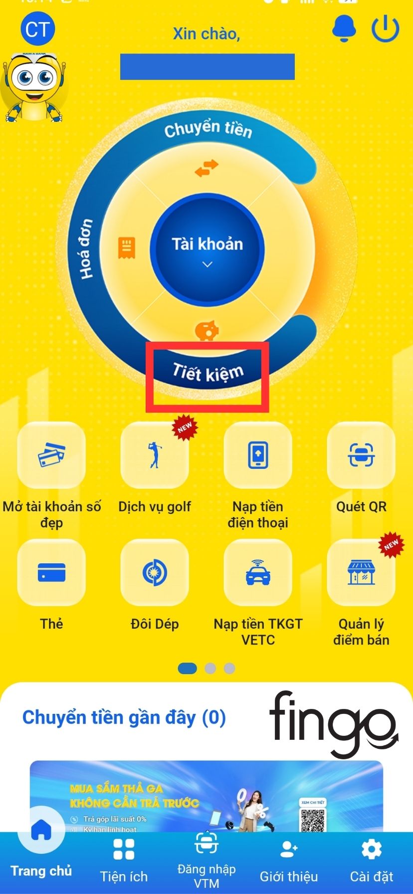 Chọn "Tiết kiệm".