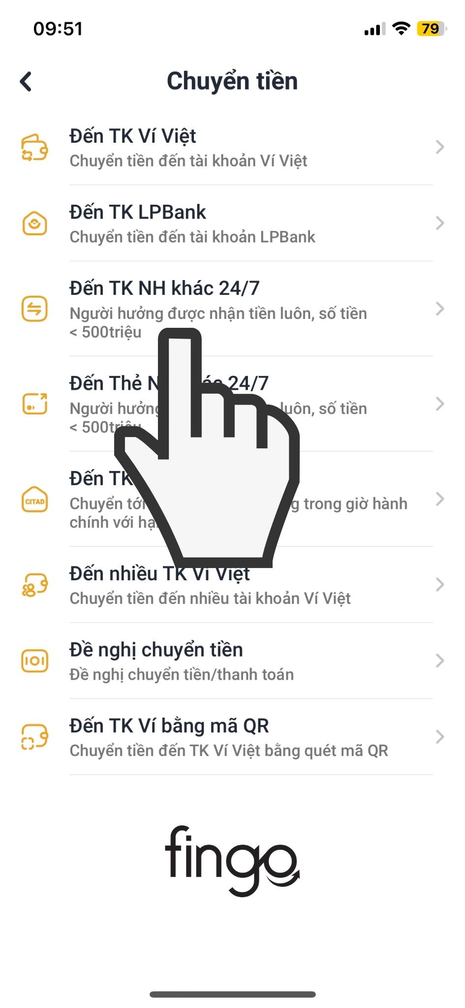 Chuyển tiền nhanh liên ngân hàng 24/7 qua tài khoản