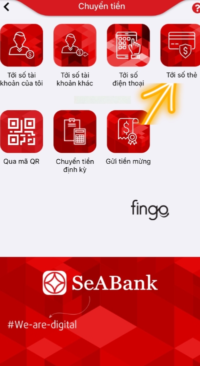 Nhấn chọn mục tới số thẻ