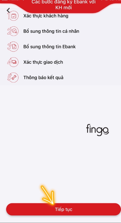 Nhấn chọn tiếp tục để tiếp tục xác thực thông tin