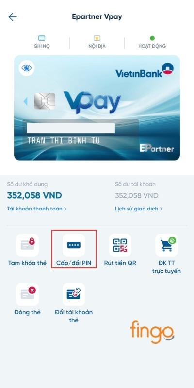 Chọn Cấp/Đổi PIN
