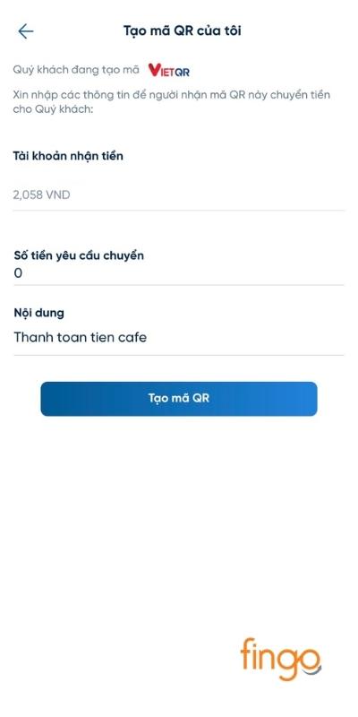 Nhập số tiền yêu cầu chuyển là 0 và nội dung liên quan đến cửa hàng bạn đang kinh doanh