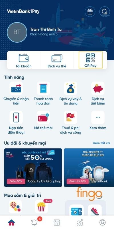 Tại màn hình chính, chọn QR Pay