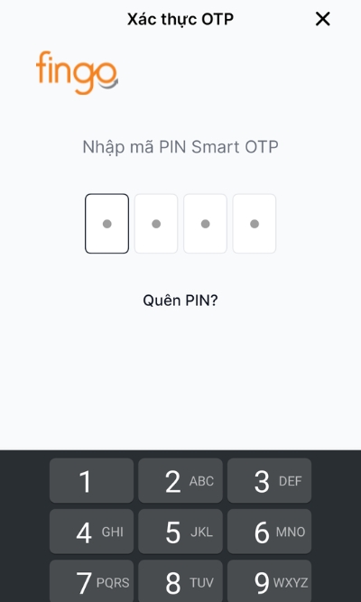 Xác nhận mã PIN Smart OTP.