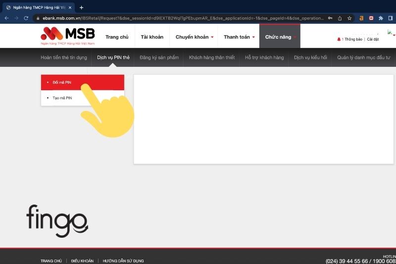 Cách đổi mã PIN thẻ MSB trên điện thoại bước 3