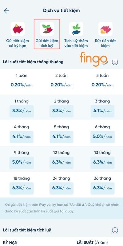 Chọn Gửi tiết kiệm tích lũy