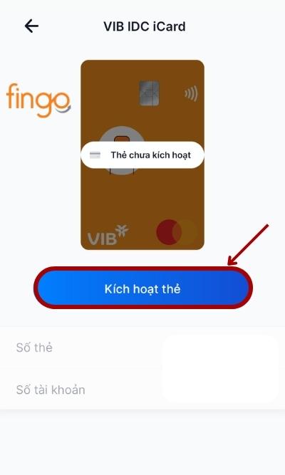 Tại màn hình, chọn mục "Kích hoạt thẻ".