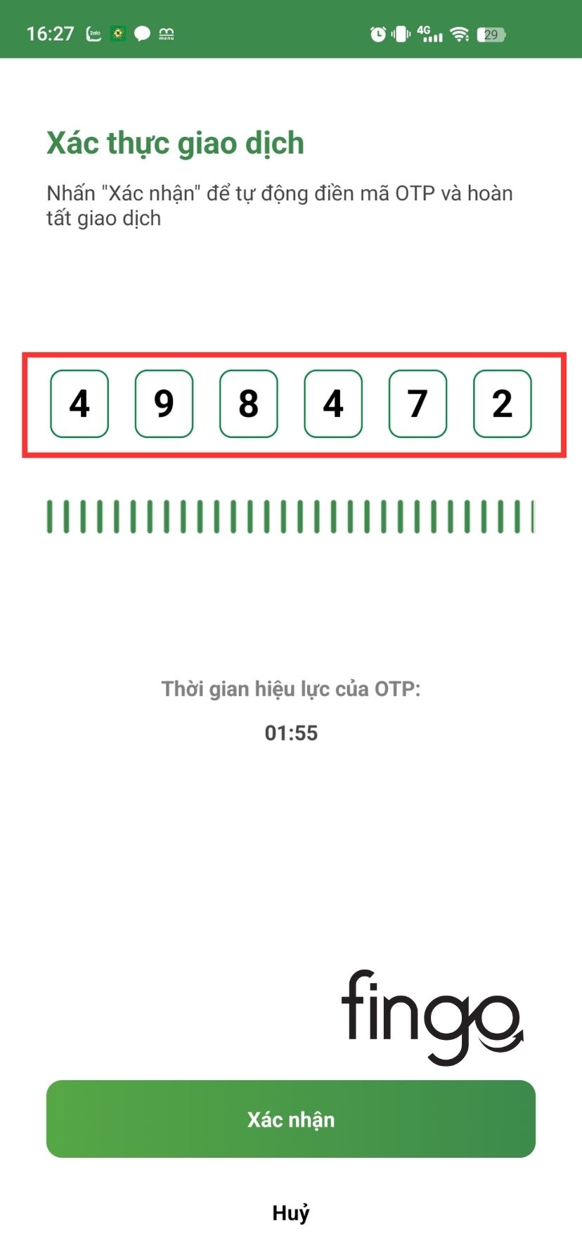 Mã xác thực giao dịch (Transaction Authentication Code).