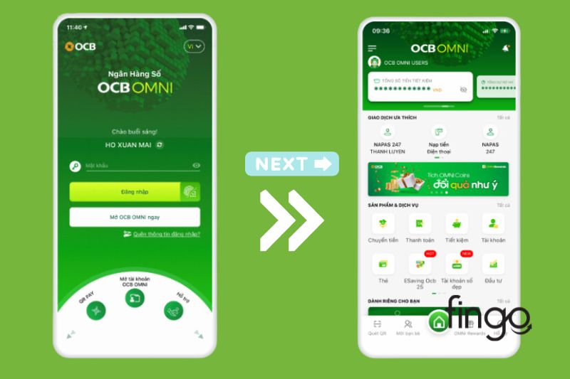 Bước 1 và bước 2 của đăng ký dịch vụ tiết kiệm trực tuyến E-saving.