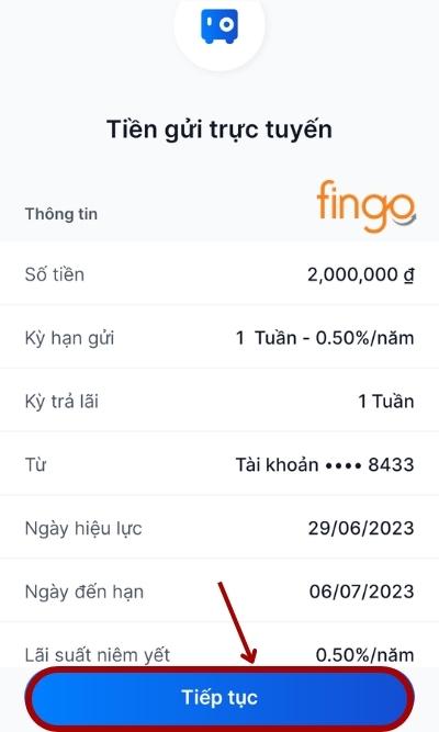 Xác nhận tất cả các thông tin, chọn "Tiếp tục"