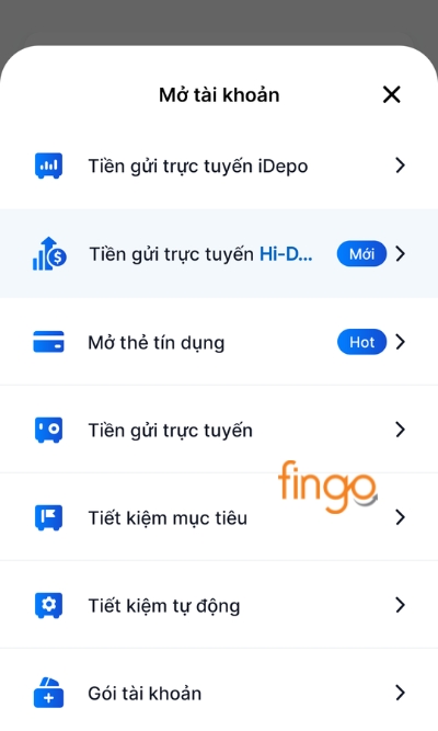 Chọn sản phẩm tiết kiệm đang được hiển thị trên màn hình mà khách hàng muốn.