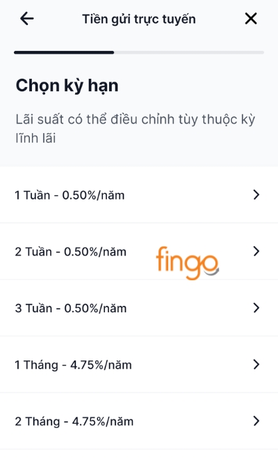 Chọn kỳ hạn mà khách hàng muốn