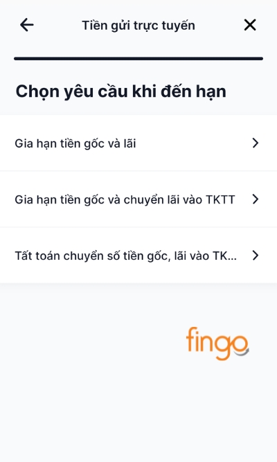 Chọn yêu cầu khi đến hạn