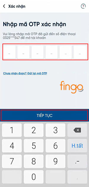 Nhập mã OTP xác nhận