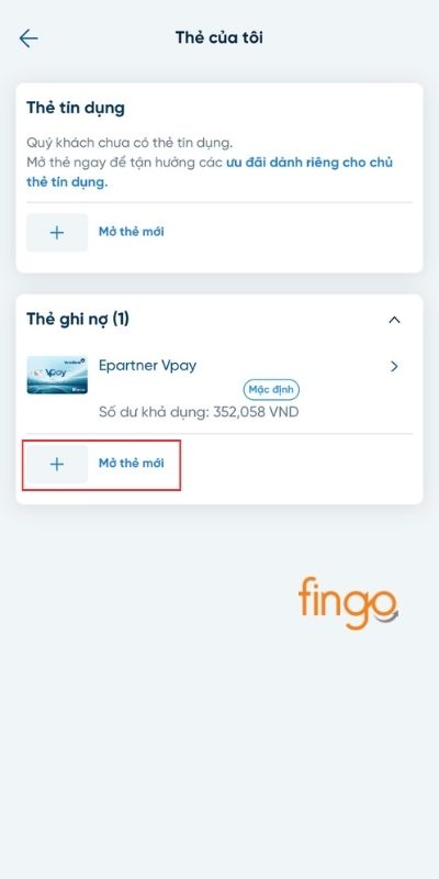 Chọn Mở thẻ mới