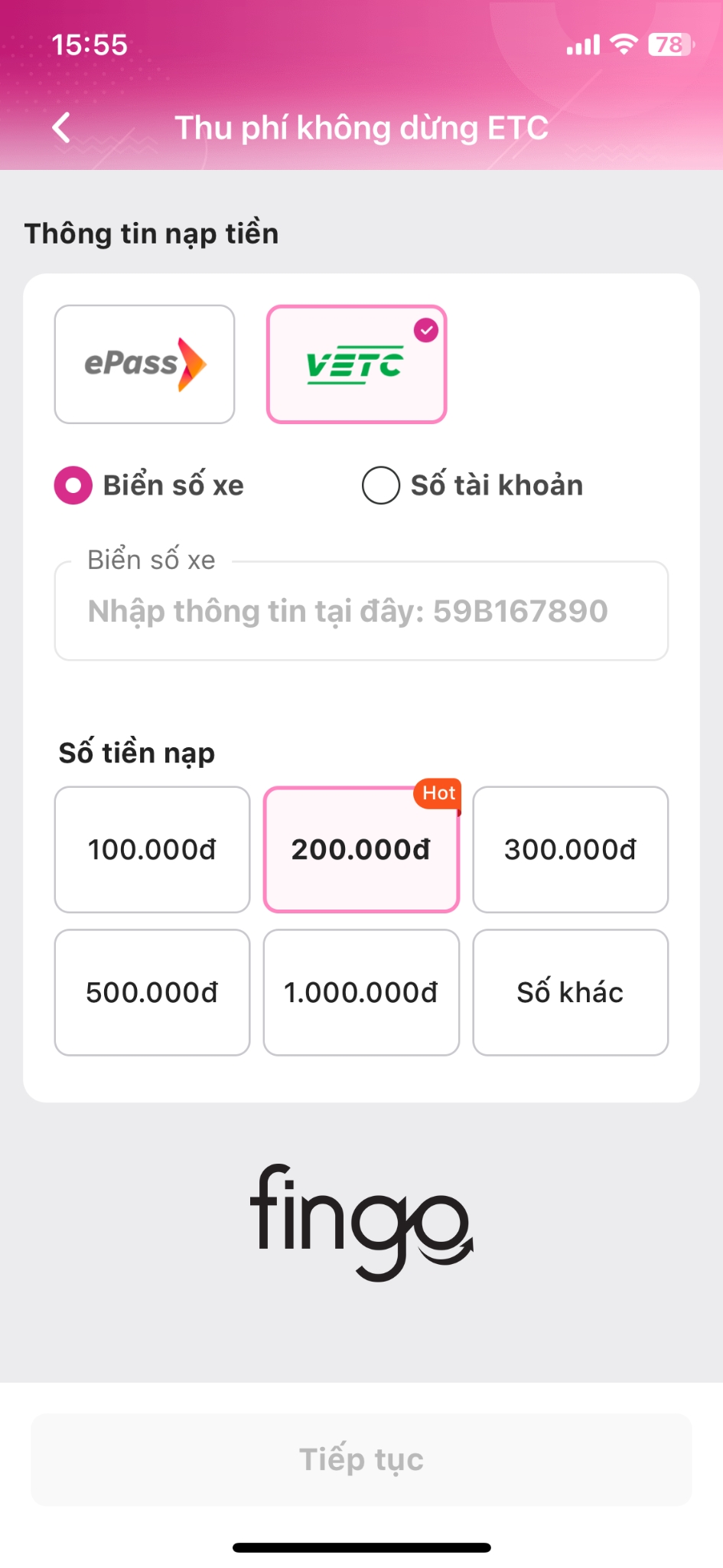 nạp tiền VETC qua MB Bank
