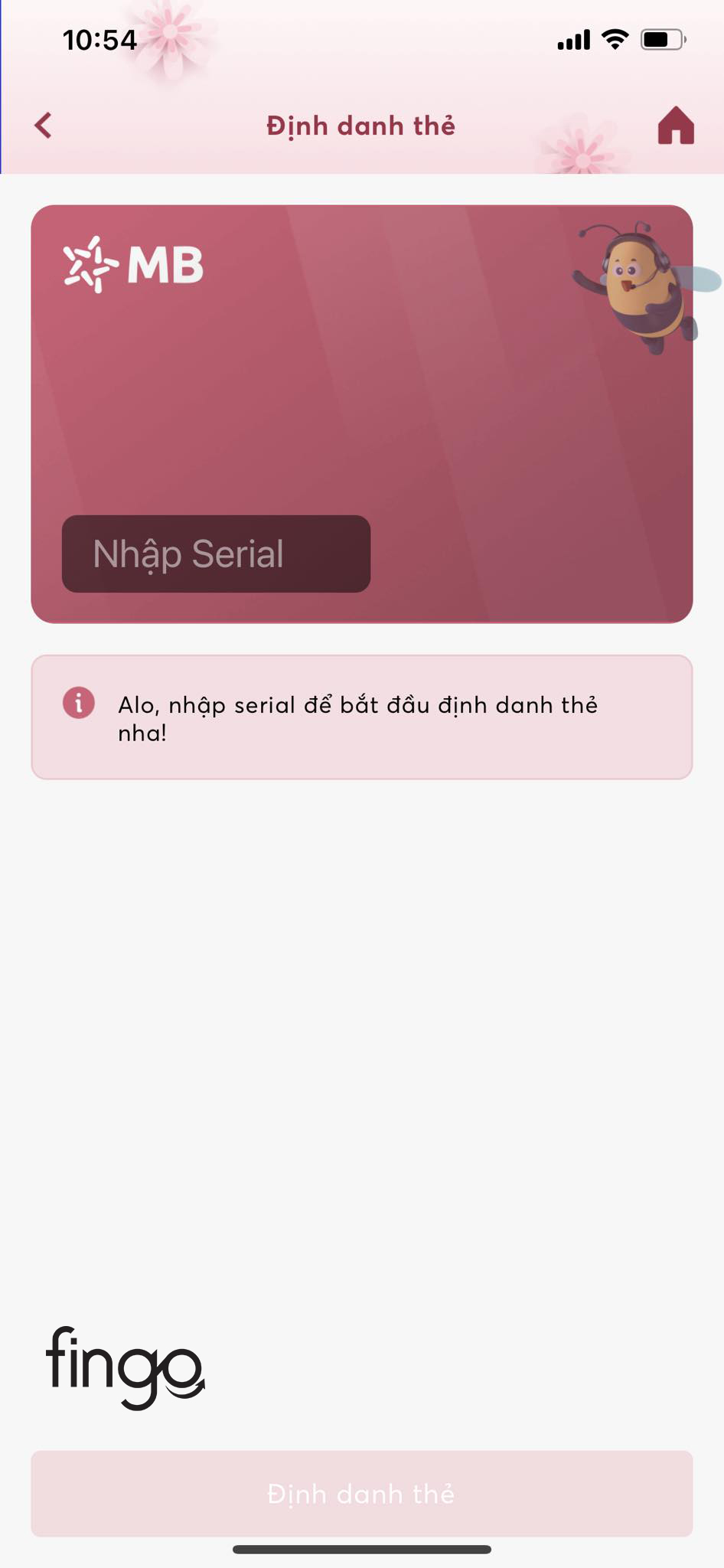 Nhập số Serial trên mặt sau của thẻ