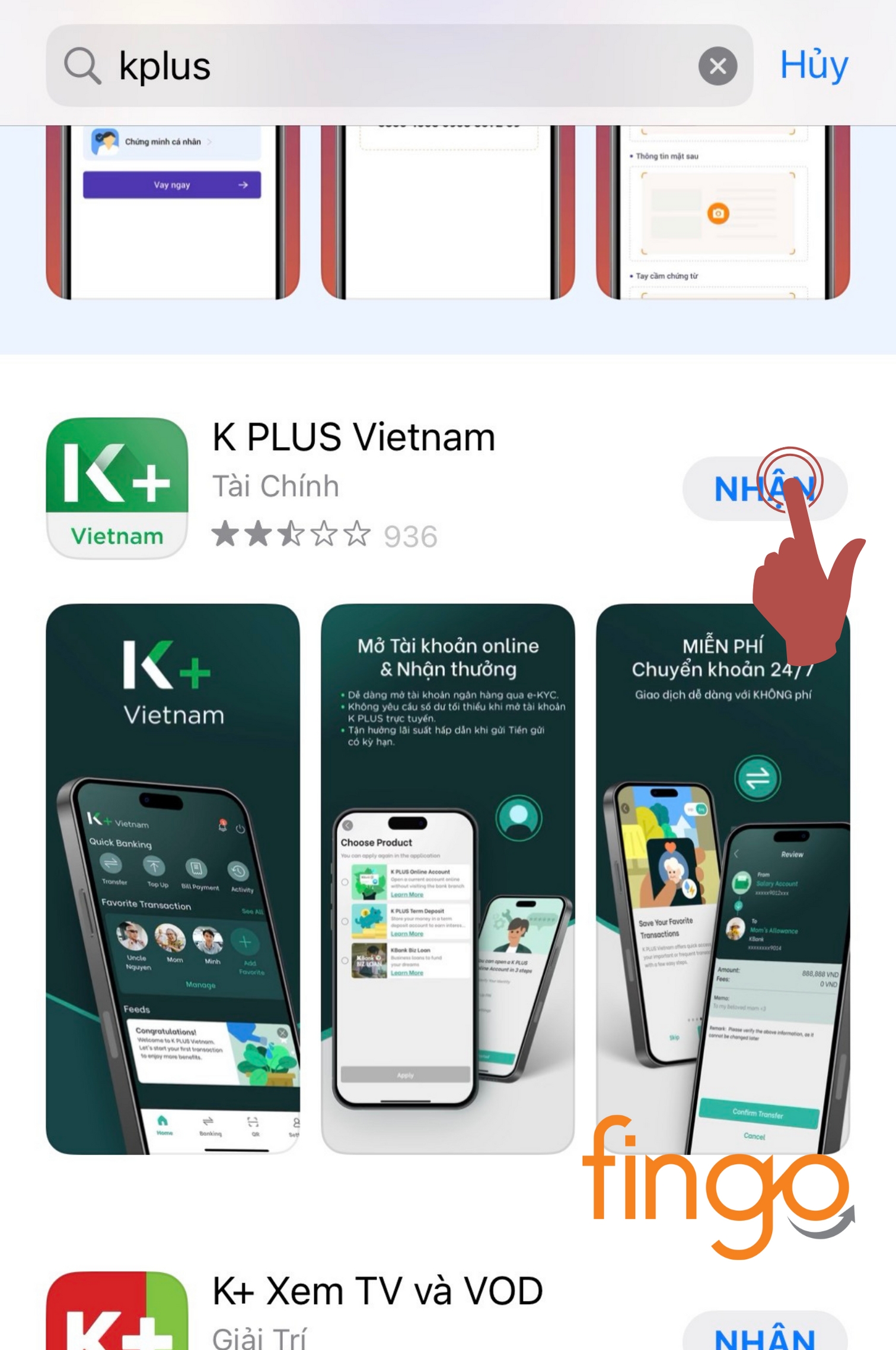 Bước 1: Tải và cài đặt ứng dụng K Plus Vietnam