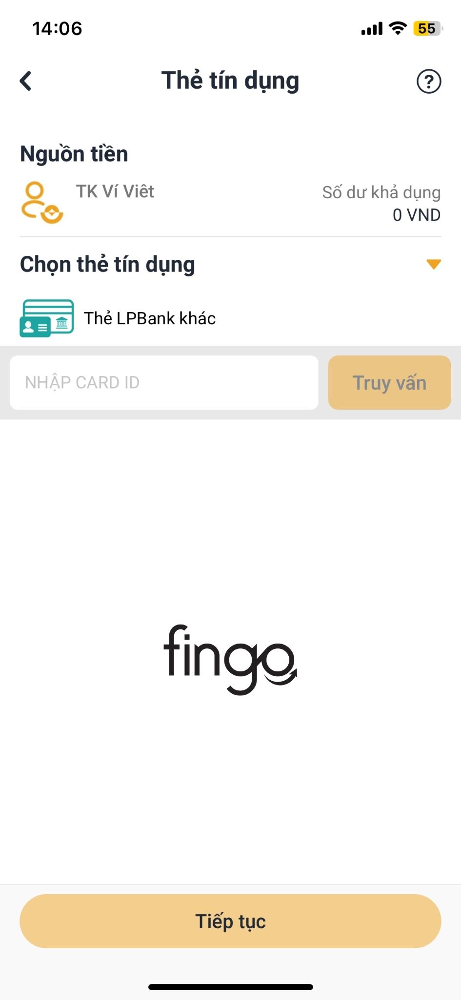 Nhập số thẻ chọn truy vấn và thanh toán thẻ tín dụng LPBank.