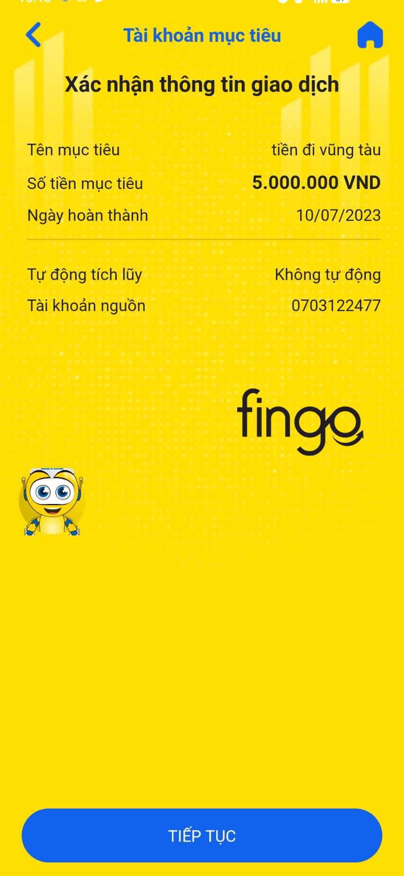 Xác nhận thông tin giao dịch thành công.