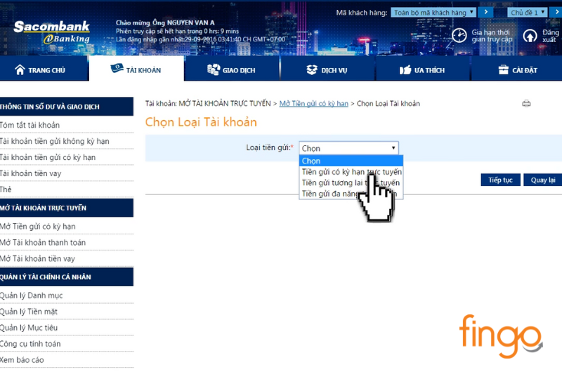 Bạn chọn mục phù hợp với nhu cầu của bản thân