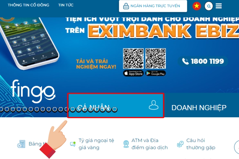  Truy cập website chọn mục “Khách hàng cá nhân”.