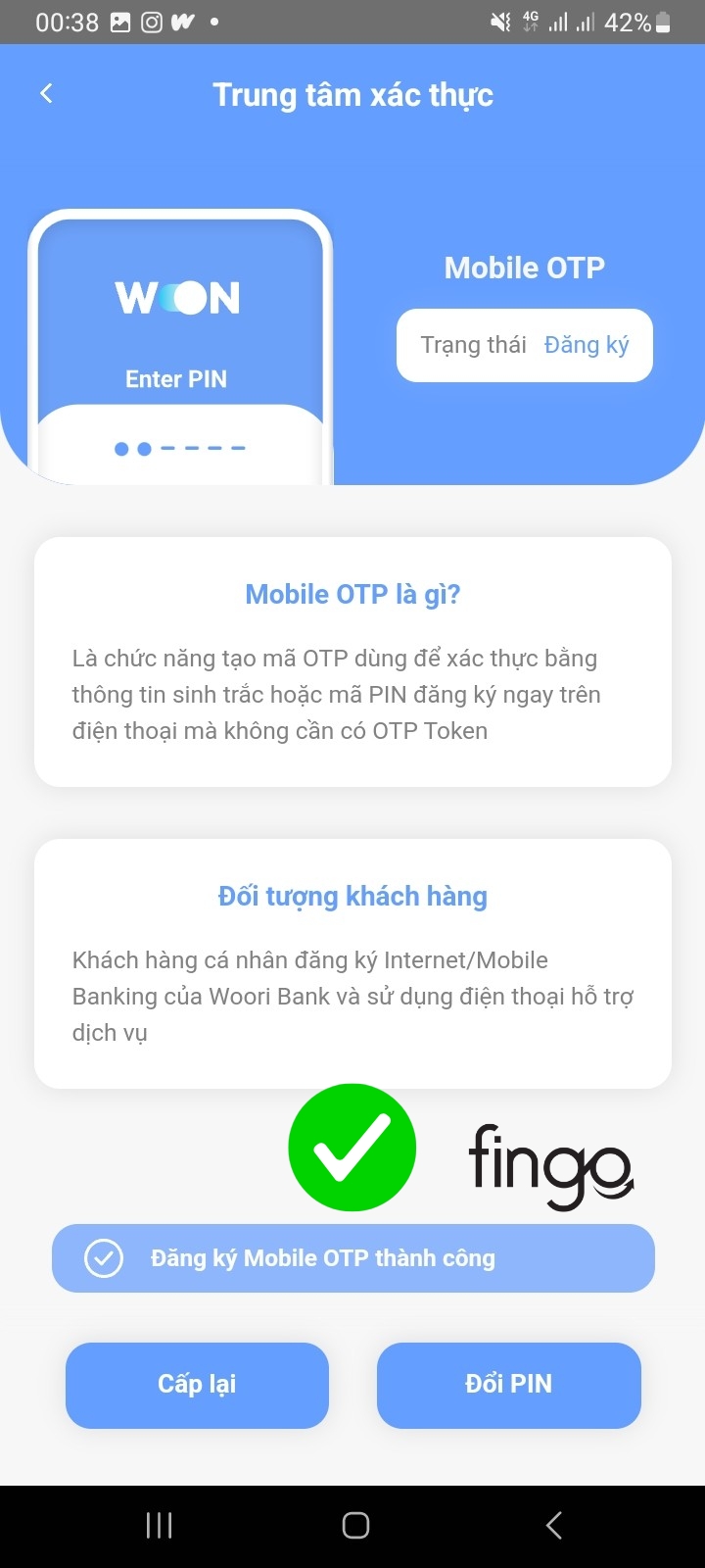 Đăng ký thành công Mobile OTP