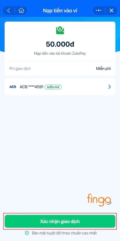 Xác nhận giao dịch nạp tiền