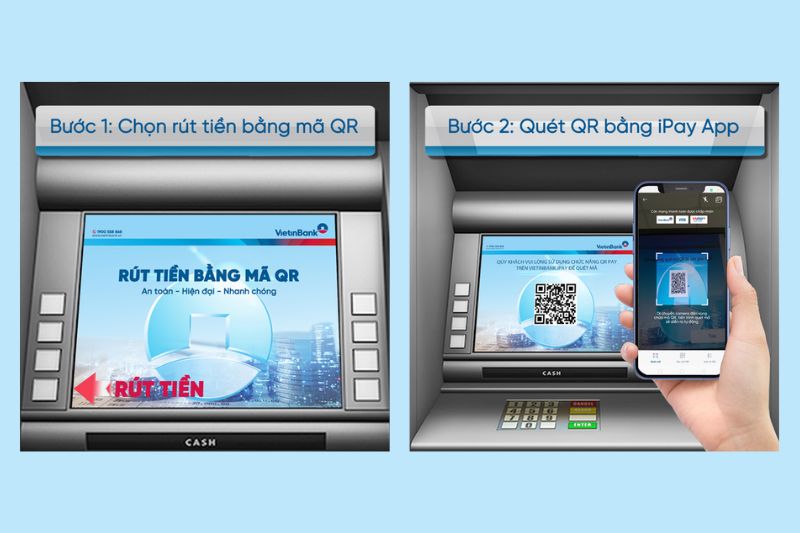 Quét mã QR bằng ứng dụng Vietinbank iPay để thực hiện rút tiền