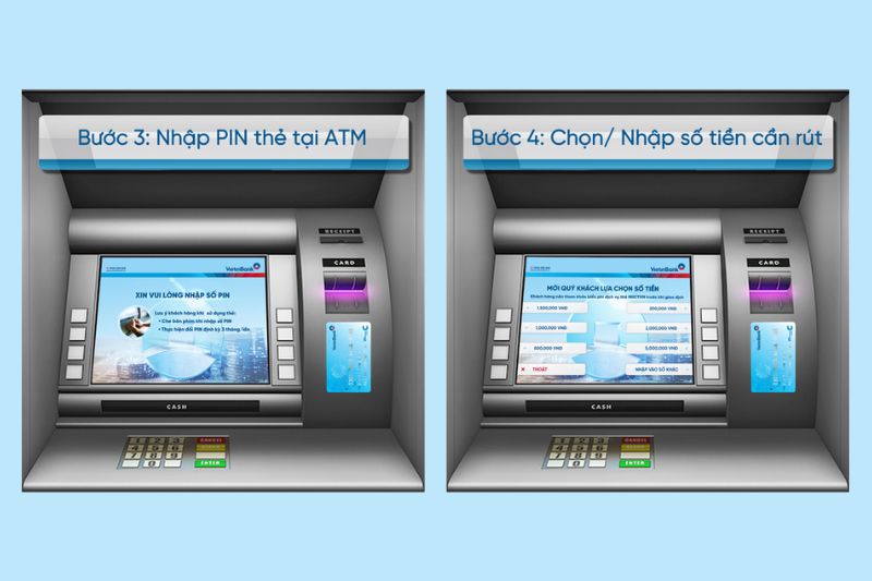 Nhập mã PIN và số tiền bạn muốn rút