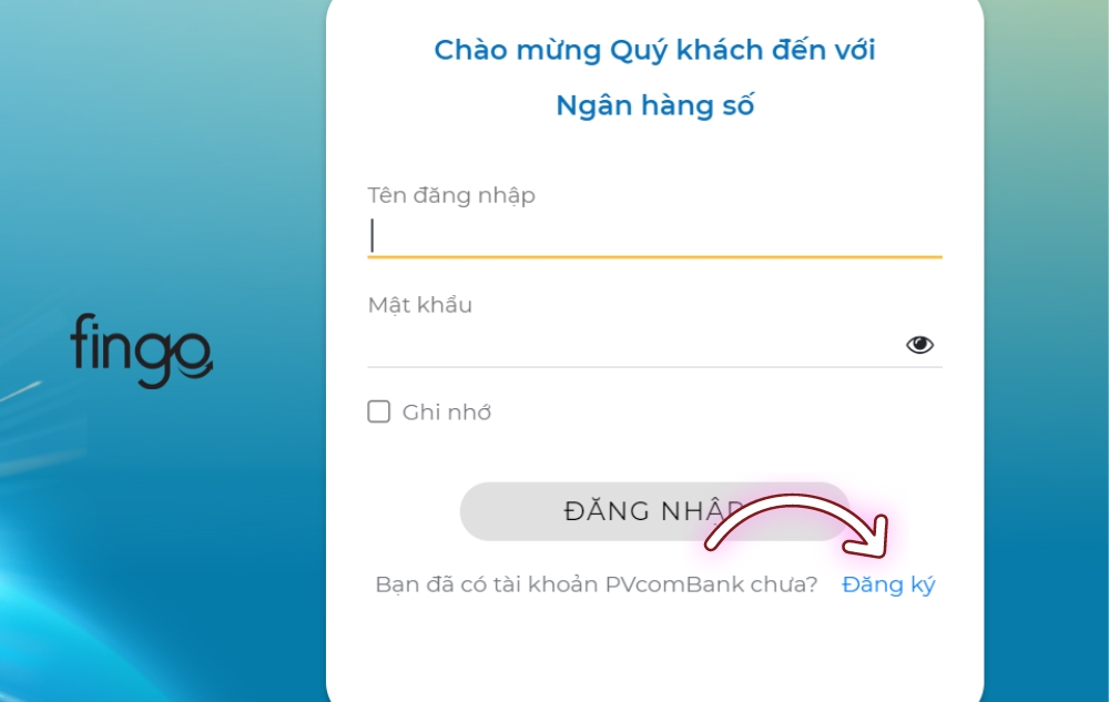 Nhấn chọn mục đăng ký 