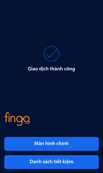 Màn hình lúc này hiển thị giao dịch thành công