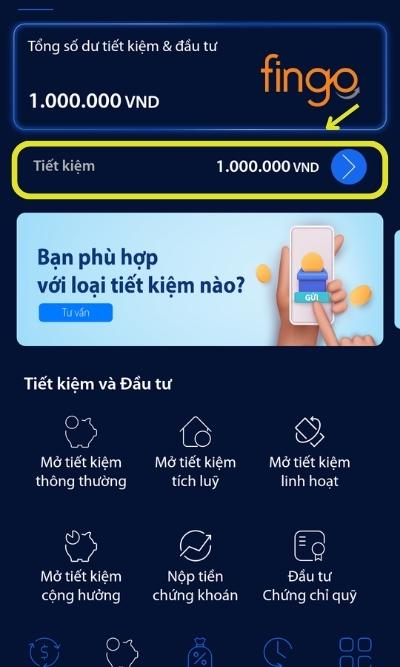 Chọn tài khoản gửi tiết kiệm