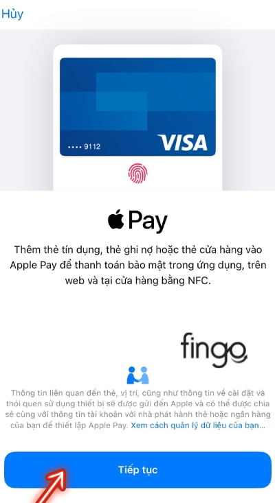 Chọn mục tiếp tục 