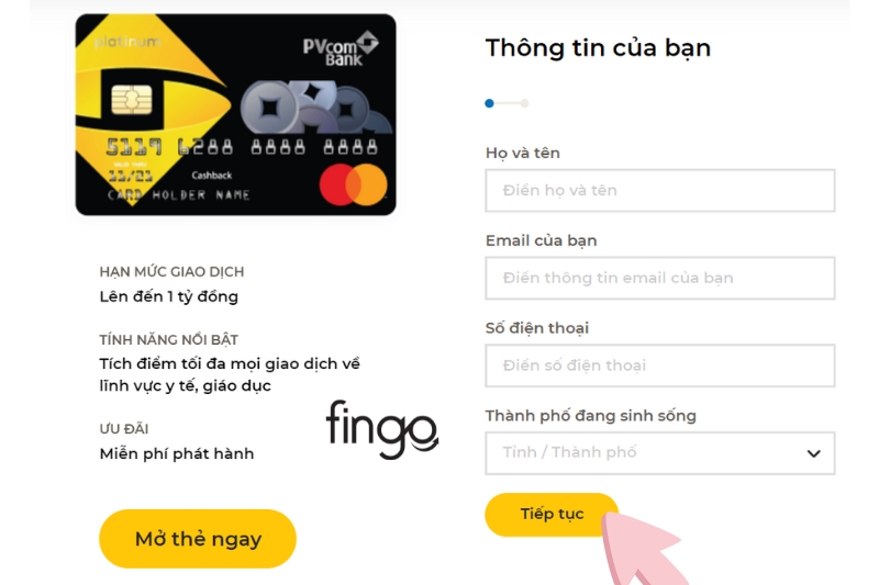 Nhập thông tin và nhấn chọn tiếp tục