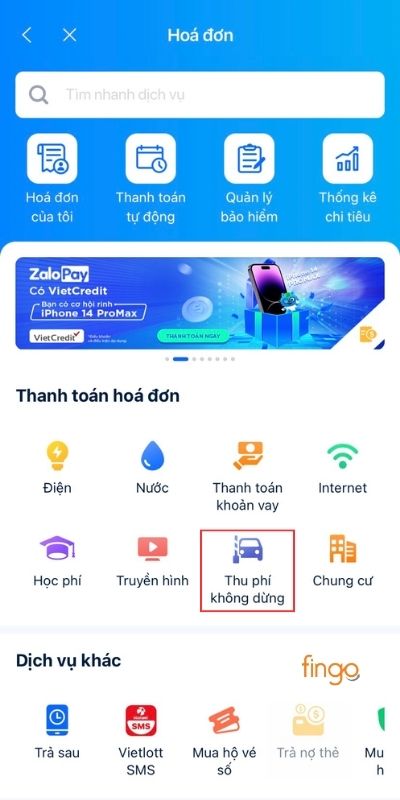 Chọn Thu phí không dừng