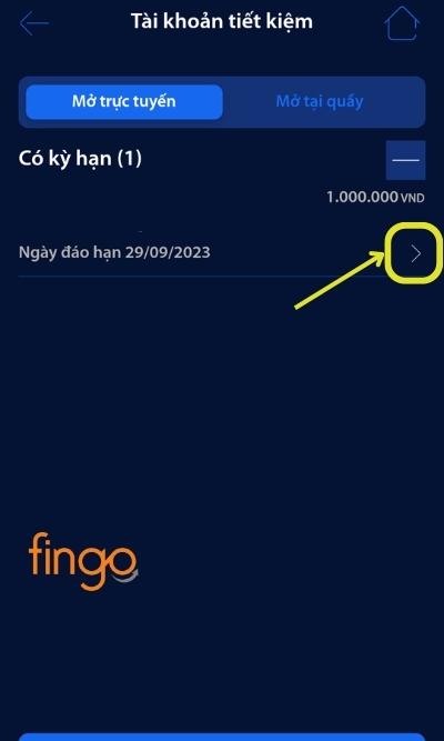 Chọn tài khoản tiết kiệm.