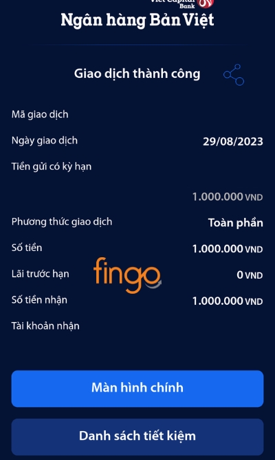 Màn hình khi này hiển thị thông báo giao dịch rút tiền thành công