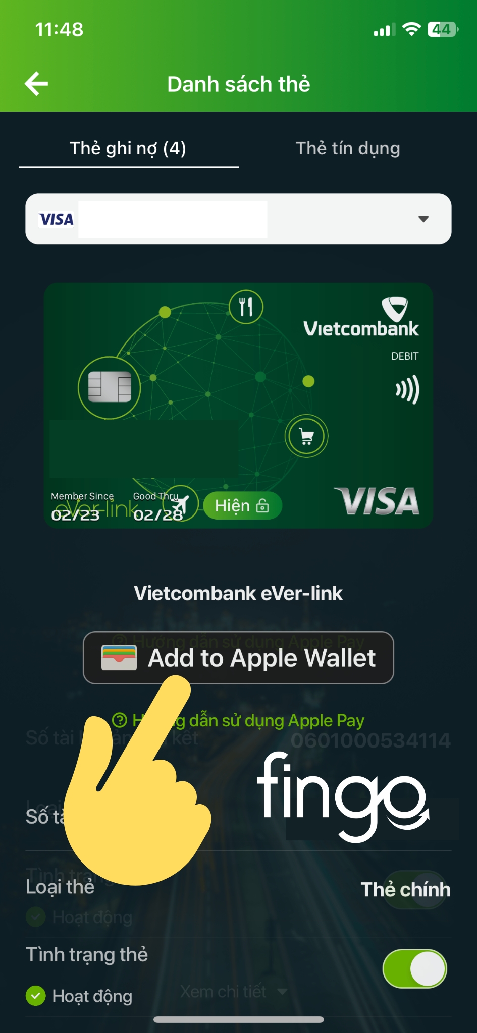 Chọn "Thêm vào ví Apple".